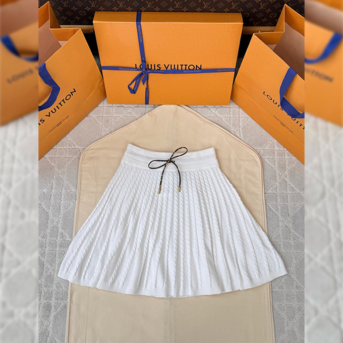 lv louis vuitton cable-knit mini skirt